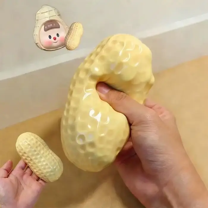 Balle anti-stress cacahuète - Texture croquante et moelleuse avec sensation douce comme du beurre, jouet sensoriel ASMR anti-stress pour enfants et adultes, jouet pour animaux de compagnie
