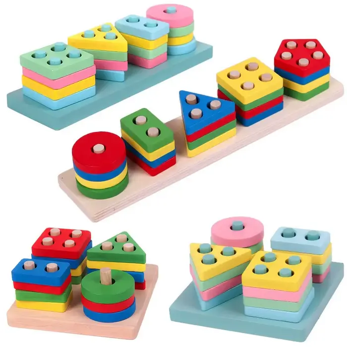 Jouet Montessori blocs de construction en bois, jouets éducatifs d'apprentissage précoce, couleur fo