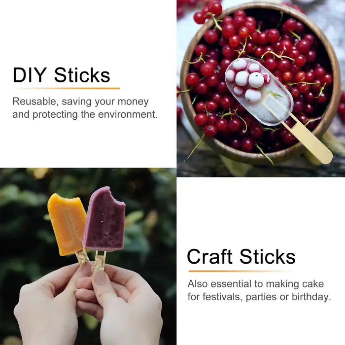 20 bâtonnets en bois naturel pour artisanat, fabrication de glaces, décoration de gâteaux, fournitures de pâtisserie, accessoires pour desserts