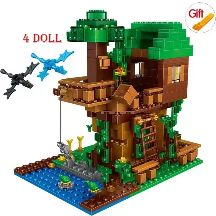 Hot Toys – Blocs de construction The Tree House Village Ender Dragon, figurine d'action Steve, jouet