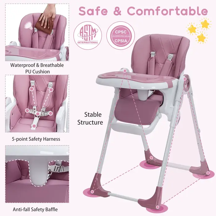 Chaise haute pour bébé, chaises hautes multifonctions pour nourrissons avec hauteur réglable et incl
