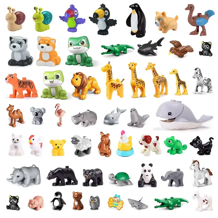 Grands blocs de construction, animaux de ferme, chat, chien, accessoires, Lion, requin, Compatible a