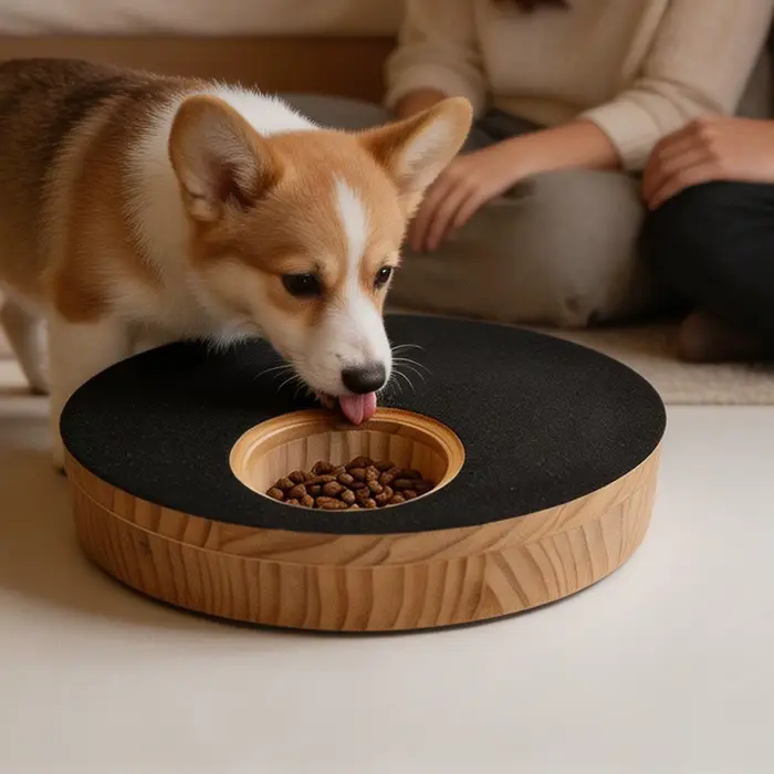 Jouet rotatif en bois pour chien avec boite à friandises ajustable pour toilettage et grattage en intérieur amusant et protecteur des meubles