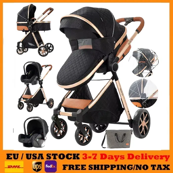 Poussette légère 3 en 1 pour nouveau-né, landau, landau 3 en 1, landau pour voyage avec poussette à 