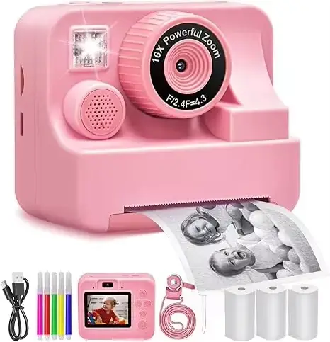 Appareil photo à impression instantanée pour enfants et jouet de photographie vidéo pour garçons et 