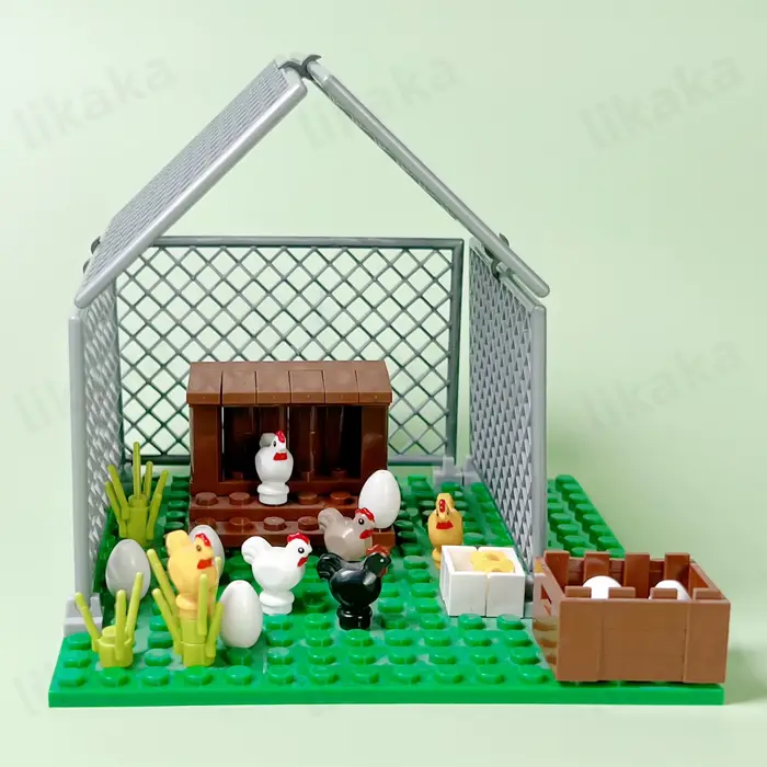 MOC animaux blocs de construction ville ferme poulailler poule maison blocs bricolage jouets pour en