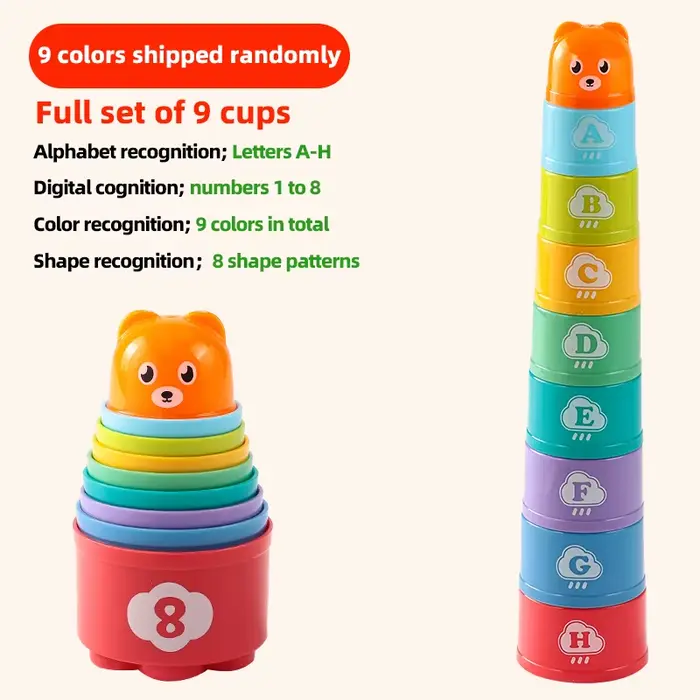 Gobelets empilables - Jouet pour tout-petits de 1 à 2 ans, jouets d'apprentissage Montessori pour ga