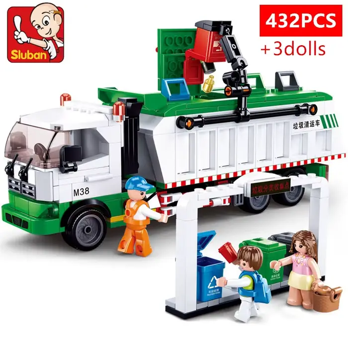 Jouet éducatif Sluban Camion Collecteur de Classification des Ordures Ville de Construction 432 Pièces Plastique ABS Blocs de Construction Jouets pour Enfants Occasions Spéciales