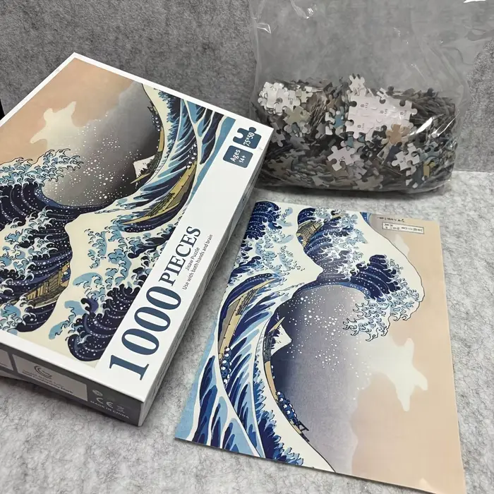 Le puzzle de la Grande Vague de Kanagawa pour adultes, 1000 pièces, 29,53 x 19,7 pouces, grande tail