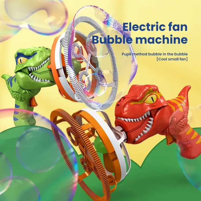 Pistolet à bulles de savon dinosaure électrique