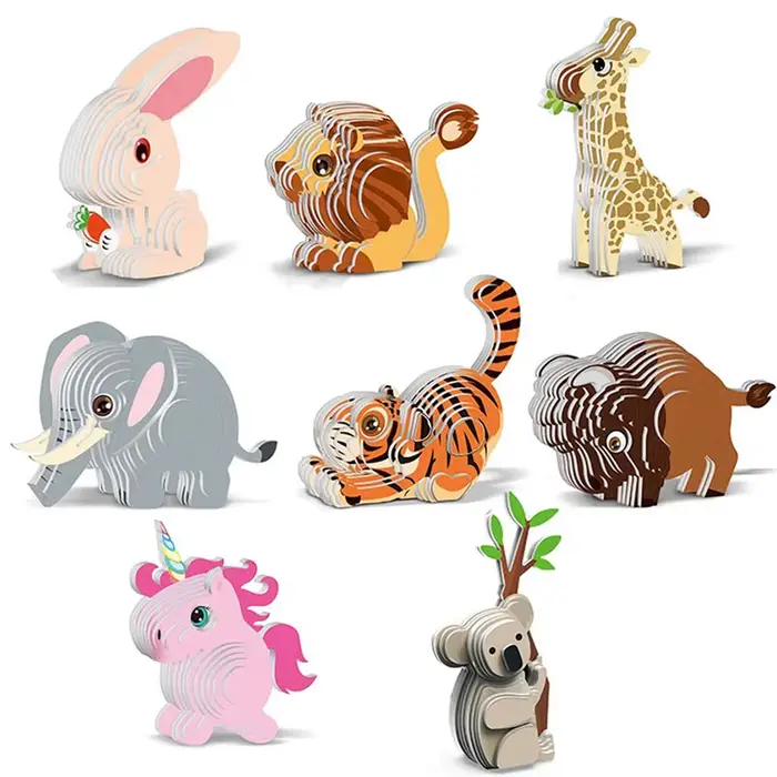 Puzzle 3D Animaux Dessin Animé Lion Eléphant Jouet Educatif Montessori Jeu Enfant Occasion Spéciale