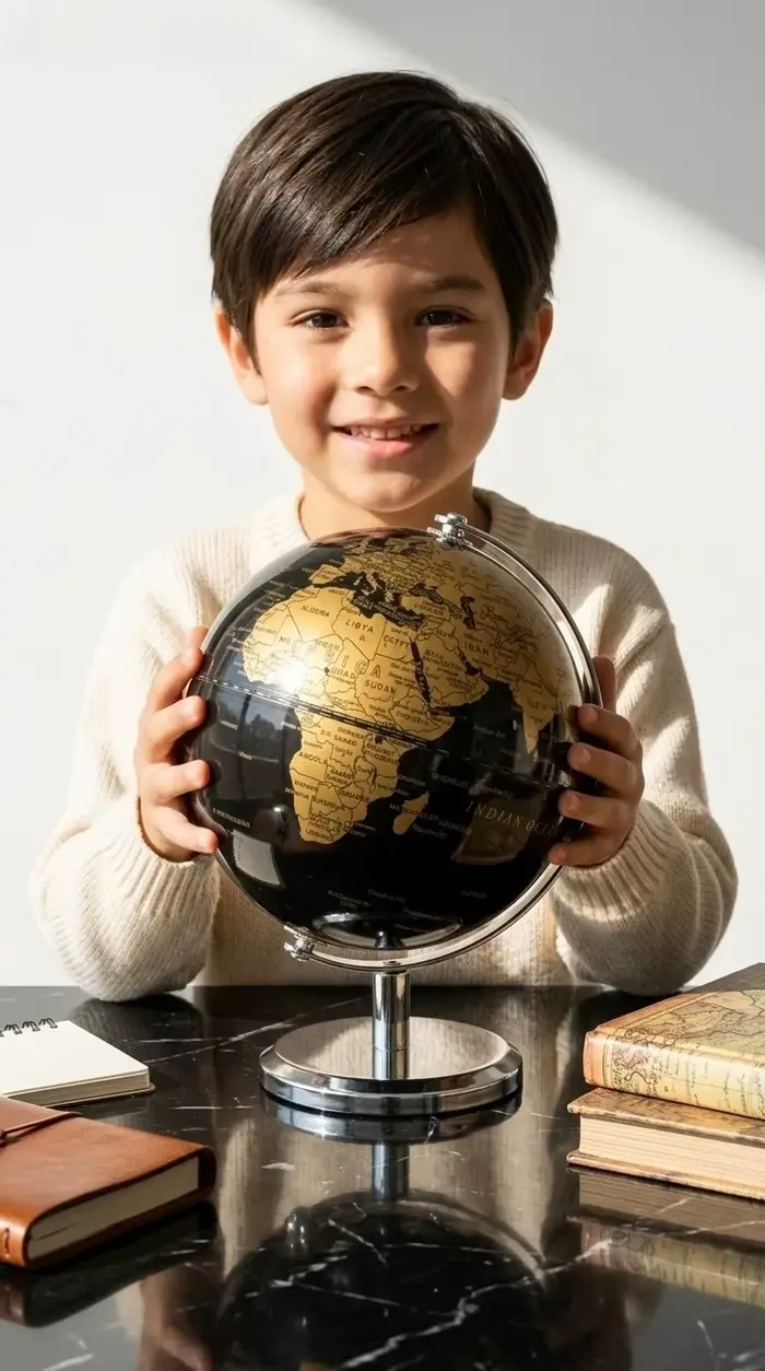 Petit globe terrestre en métal moderne noir or argent pour intérieur architecture occasions spéciales