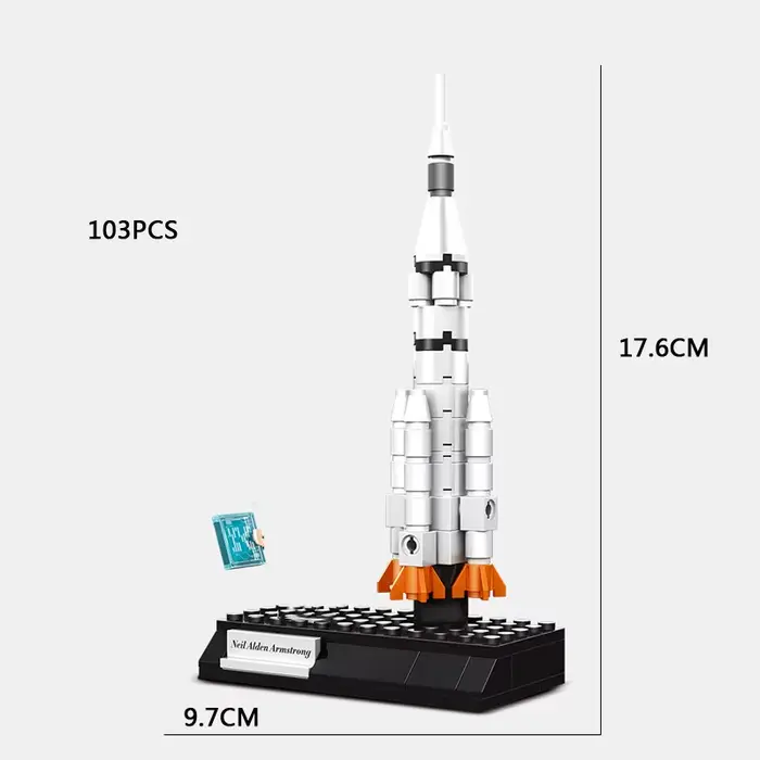Figurines d'astronome d'exploration spatiale, fusée de nuit, vaisseau spatial satellite, Rover lunai