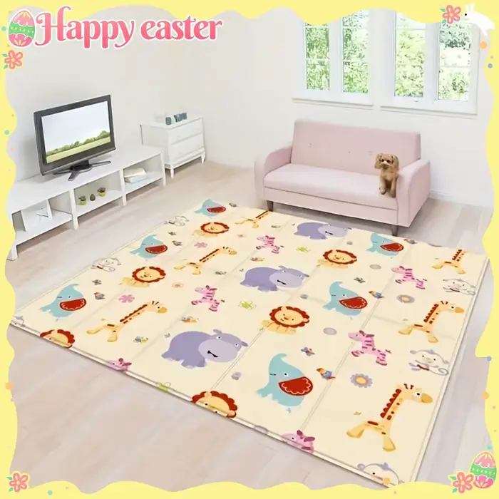 Tapis de jeu AYRA double face pour enfants, motif de dessins animés, imperméable, antidérapant, éducatif pour activités intérieures et extérieures, pour maternité et tout-petit