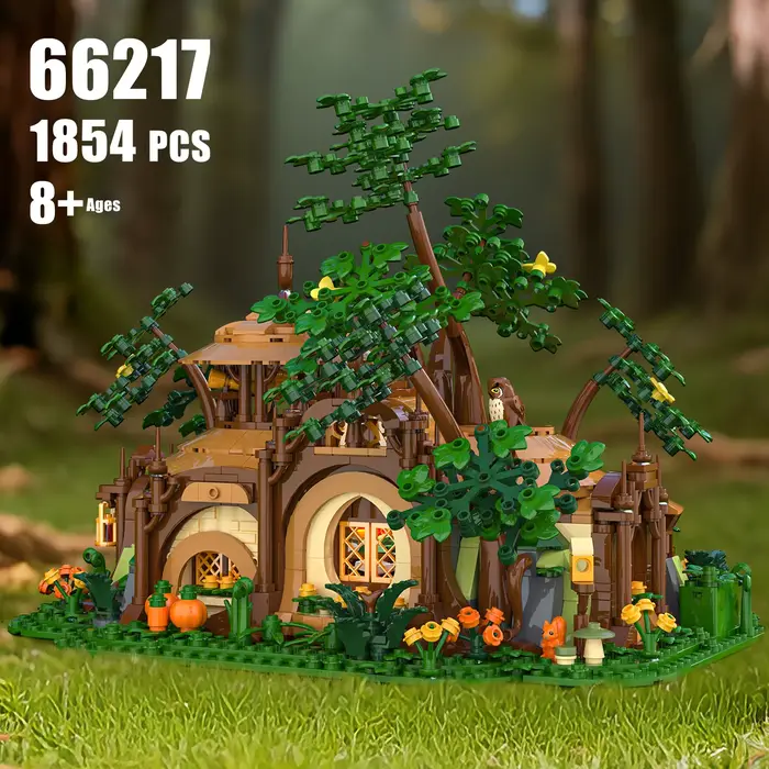 Idea City Street View Forest House Building Block Jungle Shelter Construction Bricks Toys With Light Collection For Gifts