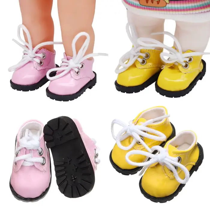 Chaussures en cuir brillant de 5cm pour 1/6 beurre, accessoires faits à la main, jolies bandages, ca