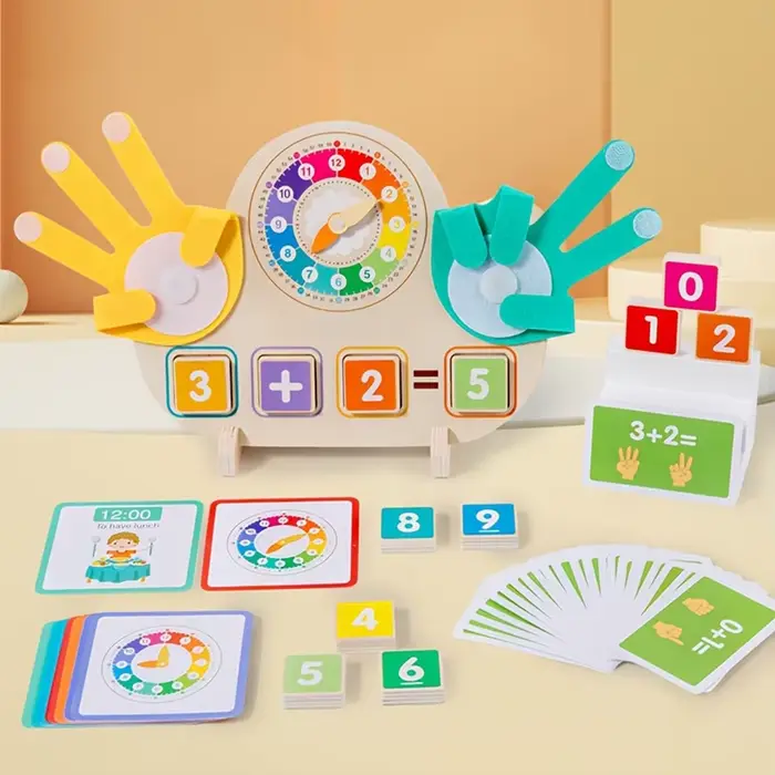 Horloge, jouet d'apprentissage de l'arithmétique deux-en-un, outils pédagogiques pour la cognition d