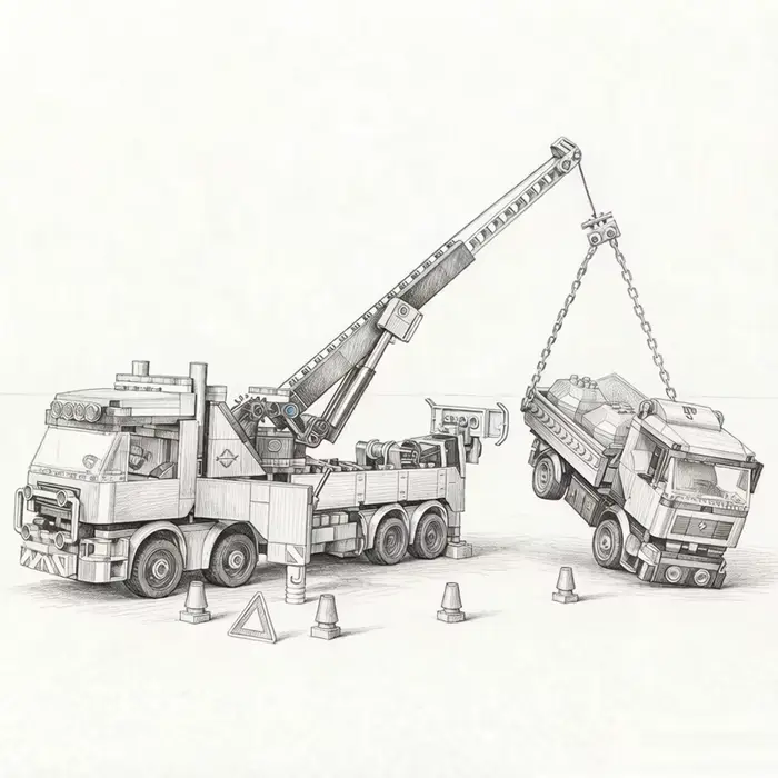 Ensemble de briques de construction MOC Camion grue lourd 1280 pièces Nouveauté 2026, Modèle d'expos