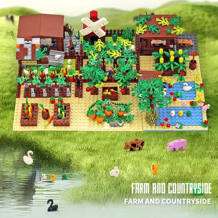 Blocs de construction d'animaux de ferme, arbres, plantes, légumes et fruits pour enfants jouets éducatifs constructions imaginatives occasions spéciales