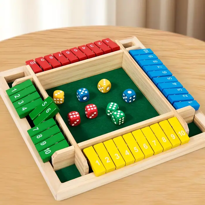 Jeu de société Gowinbaby Deluxe Shut The Box à 4 faces avec dés