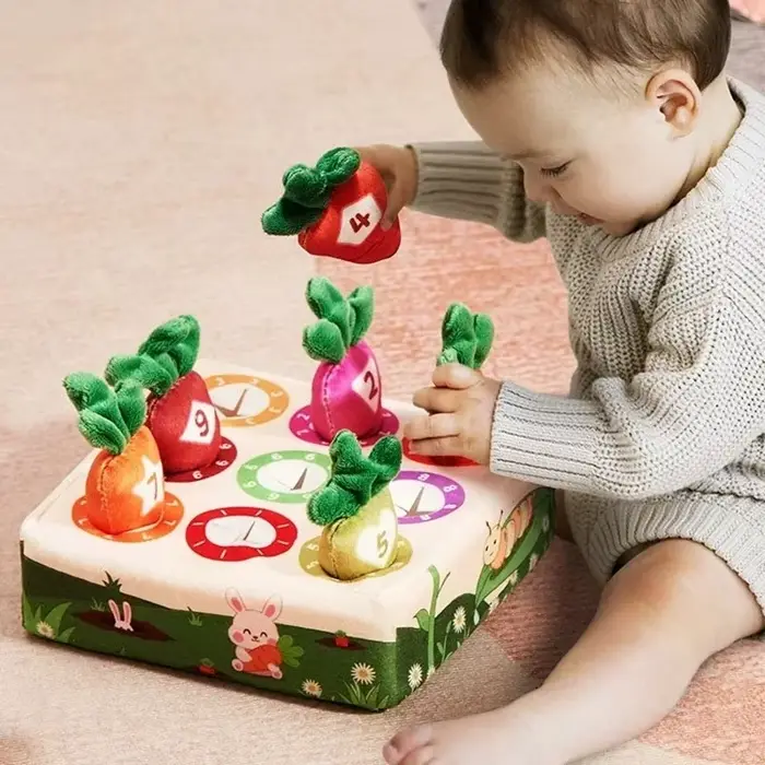 Jeu de récolte de carottes montessori pour bébé développement moteur apprentissage couleurs jouet éducatif enfants 0 3 ans nature animaux