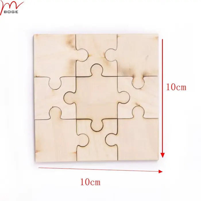 Ensemble de 20 pièces de puzzle inachevé, jeu en bois, puzzle en bois 10x10cm
