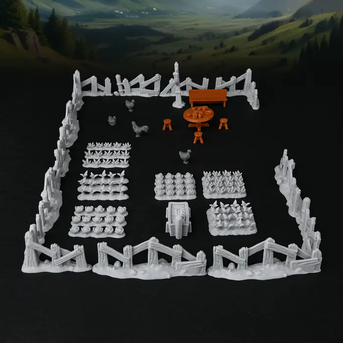 Ensemble de miniatures de terrain de ferme RPG