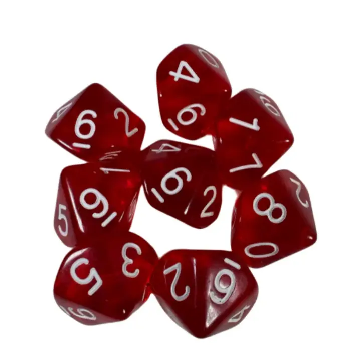 Ensemble de 7 dés numérotés à 10 faces multicolores pour jeux de société et éducation mathématique pour enfants et adultes occasions spéciales