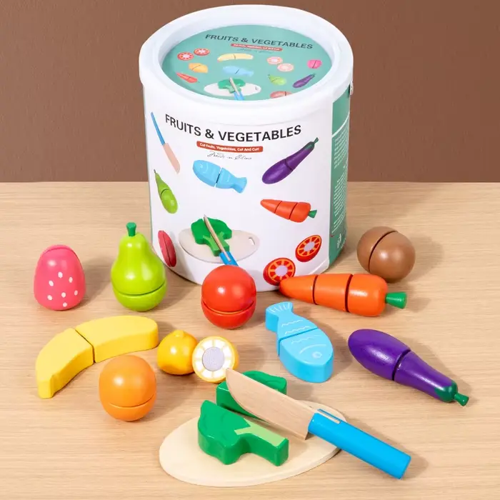 Ensemble de simulation de cuisine en bois pour enfants, jeu éducatif Montessori, coupe de fruits et légumes, cadeau pour enfants occasions spéciales