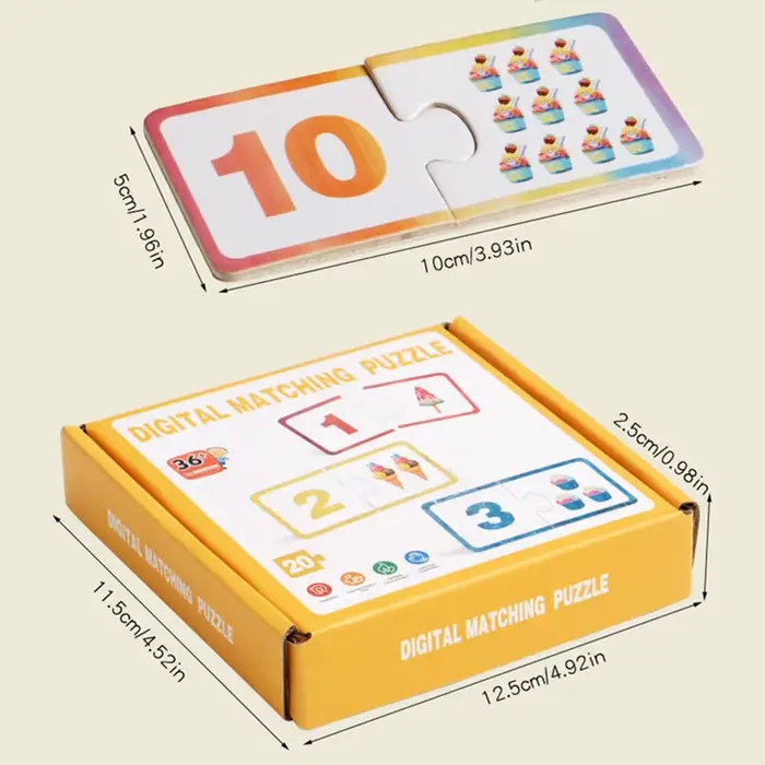Puzzle en bois avec chiffres assortis, anglais cognitif 1-10, illumination numérique, jouets éducati