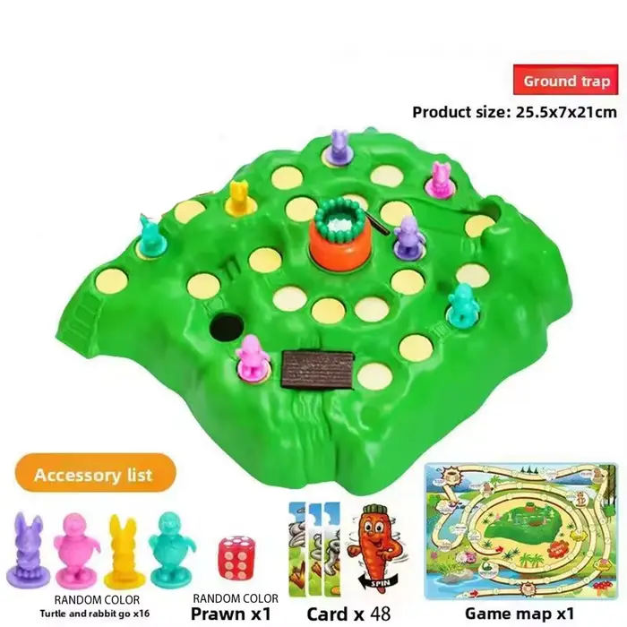 1 jeu - Table de jeu de défense avec piège à lapins en forme de carotte, défi familial parent-enfant