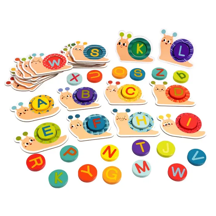 Jeu de correspondance de lettres sur le thème d'escargot, jouets cognitifs de l'alphabet, puzzle d'a