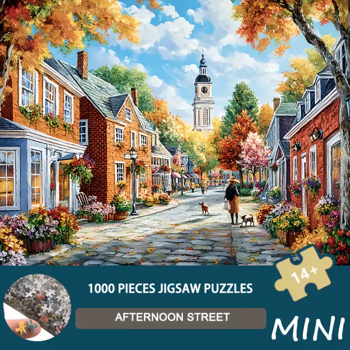 Puzzle mini taille 1000 pièces paysage urbain d'art de rue de l'après-midi-carton premium, décoratio