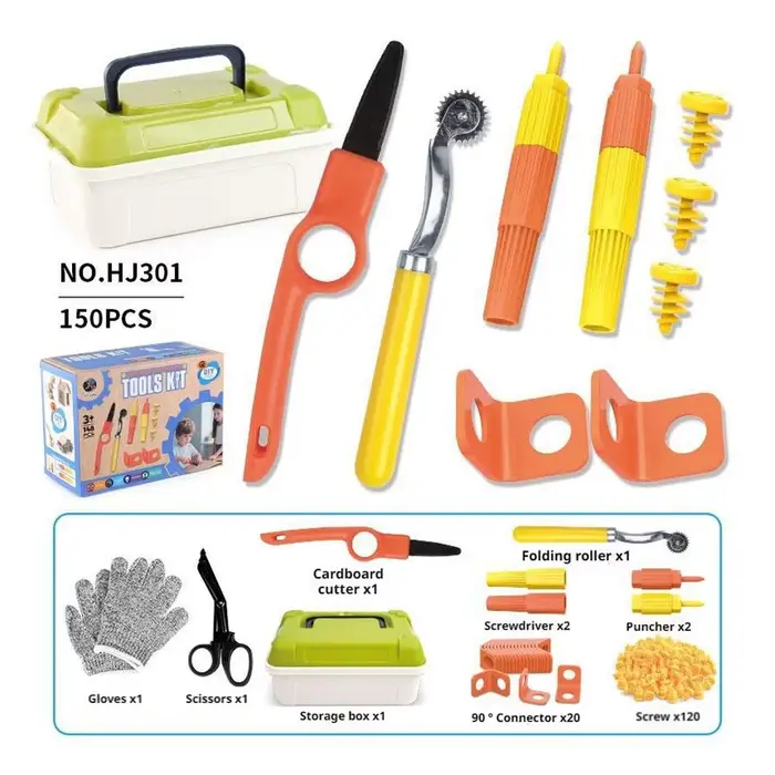 Kit de construction en carton STEM avec outils sécurisés, kit d'artisanat en carton DIY pour enfants