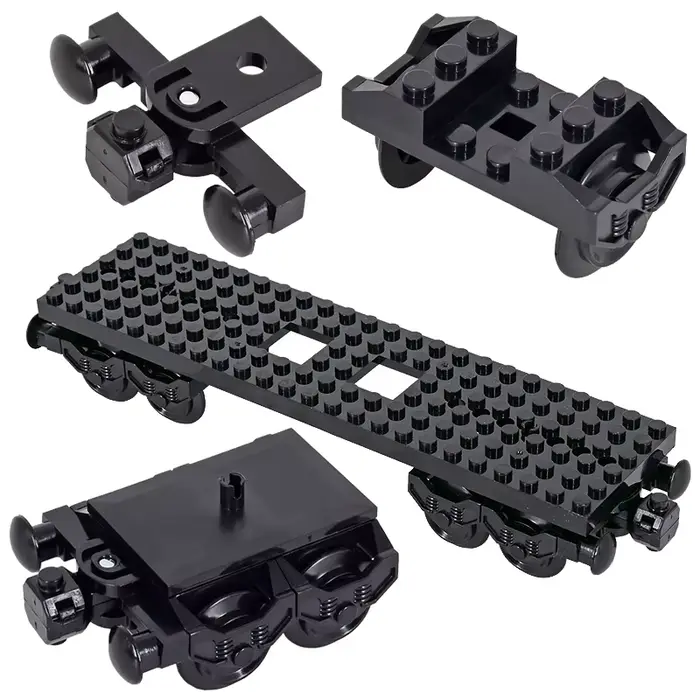 MOC City – blocs de construction en briques, idée créative, Base de Train, chariot à roues, jouets d