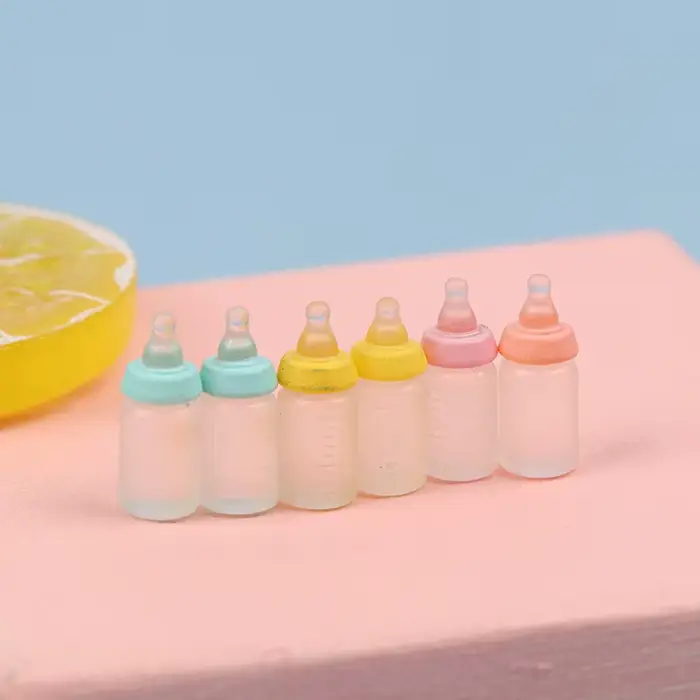 Bouteille de lait miniature pour maison de poupée 1:12, 6 pièces, modèle de biberon, accessoires de 