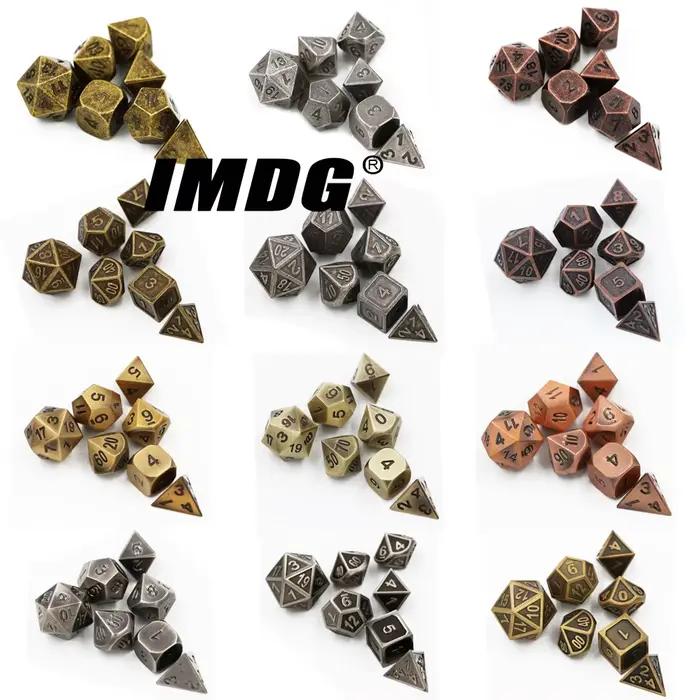 IMDG 7 pièces/ensemble créatif RPG jeu dés polyèdre métal dés Cubes rétro couleur numérique jeu dés