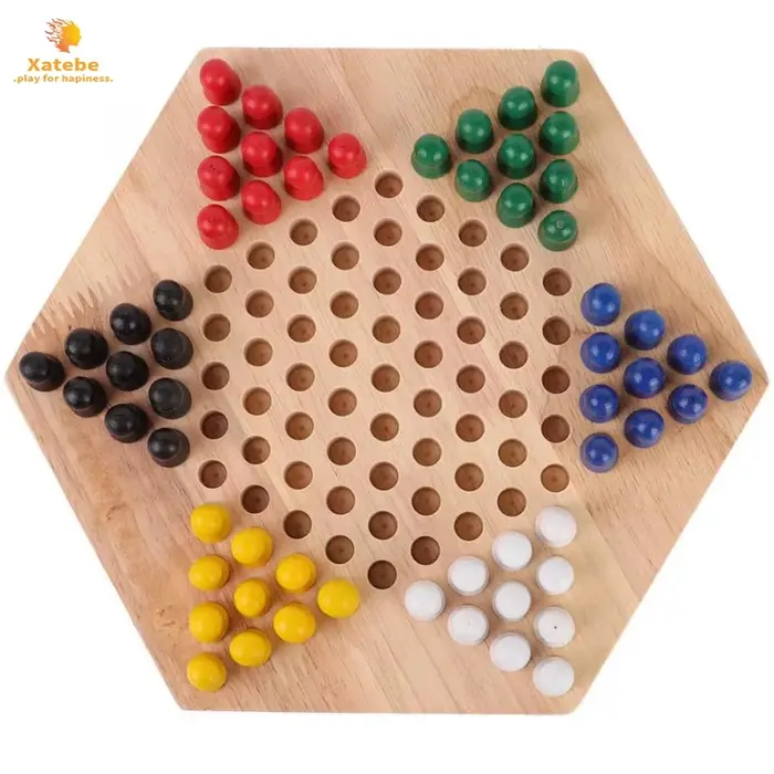 Jeu de dames chinoises en bois pour enfant, jouet de famille classique, idéal comme cadeau