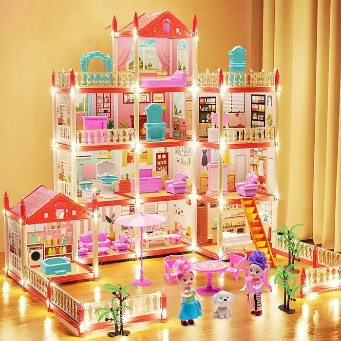Bricolage 3D Mini Jouet Maison Accessoires Villa Princesse Chateau Led Lumieres Fille Cadeau Occasions Speciales Assemblage Jouet