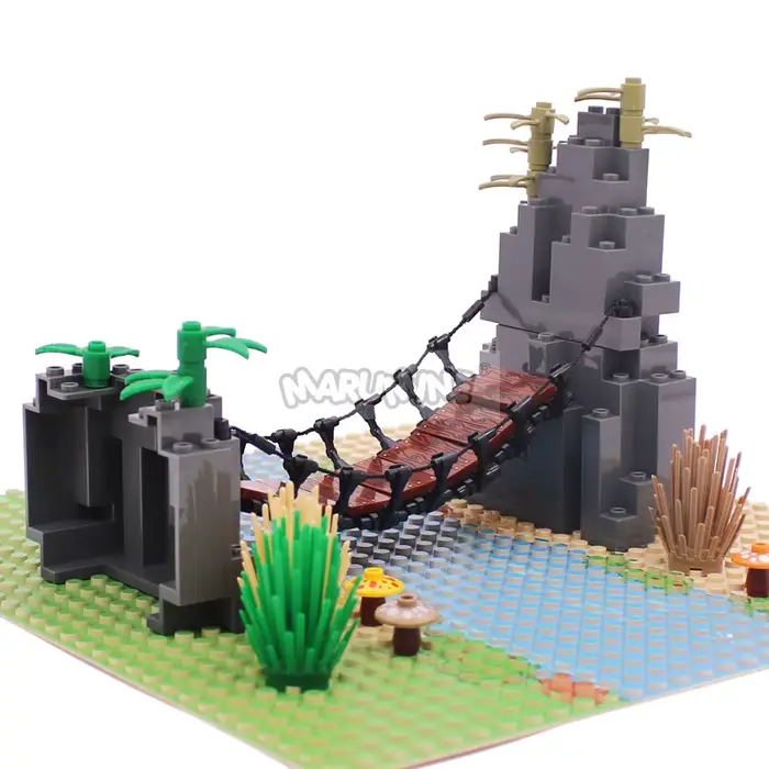Marmine MOC blocs pont à tirage ensemble montagne Jungle forêt Construction briques de Construction 