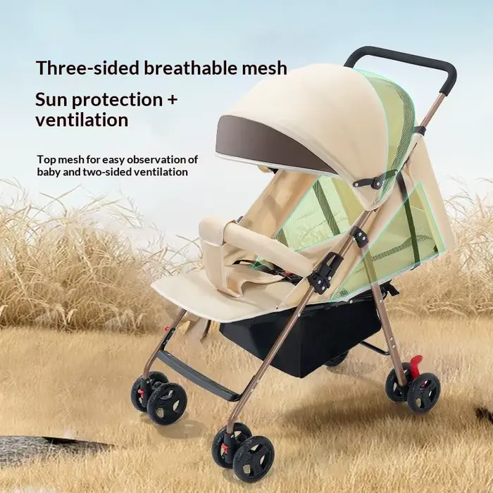 Poussette bébé pliable légère, pliage à une main, dossier réglable, amortissement des chocs, siège h