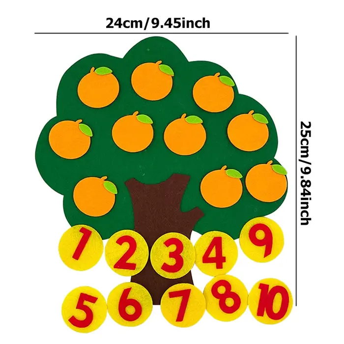 Puzzle d'arbres fruitiers en feutre pour enfants, 4 styles disponibles, jouets d'éducation précoce, couleurs de la maternelle, outils pédagogiques cognitifs aux fruits, occasion spéciale pour les enfants de 3 à 6 ans