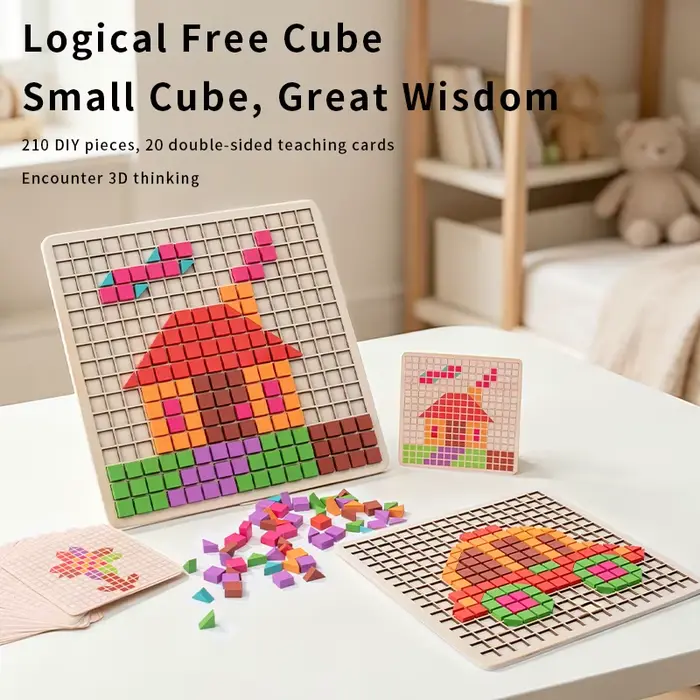Puzzle en mosaïque de blocs de particules 3D, jouet éducatif de pointillisme pour enfants