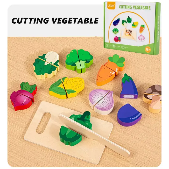 Cuisine en bois, jeu de simulation, jouet de coupe de nourriture avec sac de rangement, adapté aux e