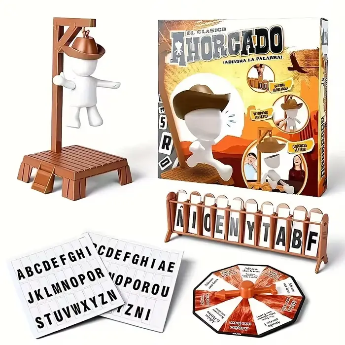 Jeux de société Hangman magnétiques Cowboy, mot de devinette mystère avant de Hank Falls suspendu av