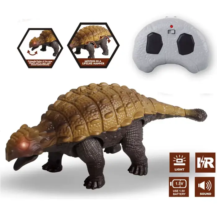 Simulation de dinosaure RC Ankylosaurus, télécommande, marche réaliste avec sons lumineux, jouets an