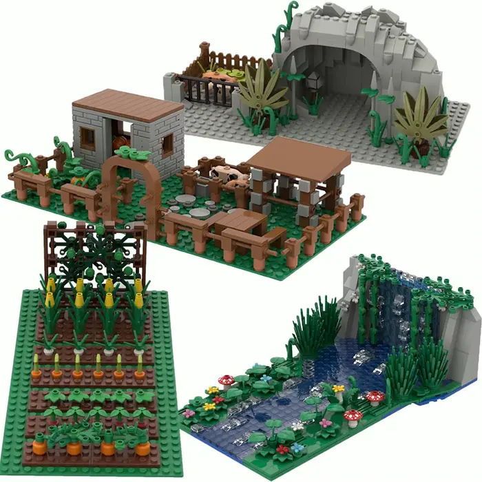 Kit de blocs de construction créatifs : modèle de paysage avec montagne