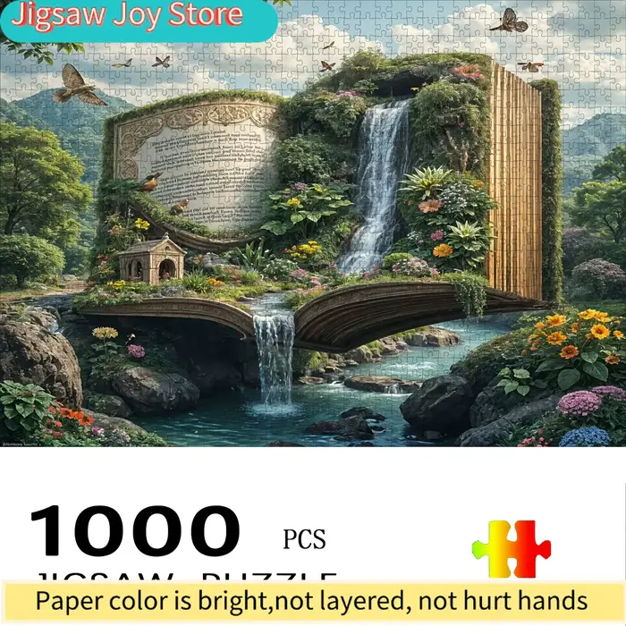 Puzzle du monde des livres magiques grand puzzle en carton durable 70 cm x 50 cm couleurs vibrantes design paysage cascade pour adultes et adolescents occasions spéciales