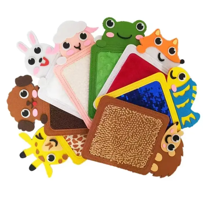 Tapis sensoriel en feutre macroupta pour enfants autistes, carreaux d'animaux de dessin animé, texturé, éducatif pour développement et cognition, occasions spéciales