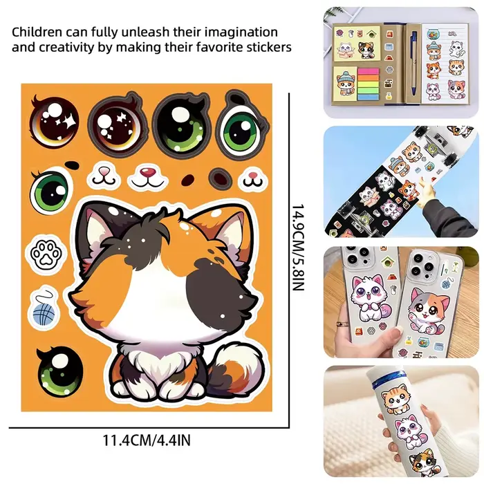 Autocollants Puzzle chat dessin animé Kawaii